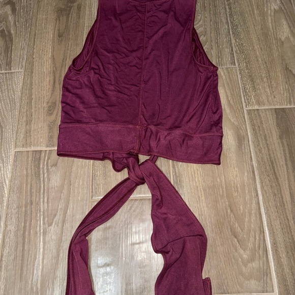 Free People Intimately Mock Neck Split Front Tie Cami - Wine/Bordeaux Size Large - Picture 14 of 16
